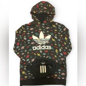 Adidas Originals Black Hoodie with Fanny Pack bundle